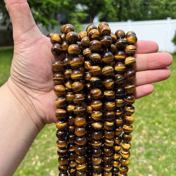 AAA Natural Quality Tiger's Eye Beads - Smooth Round Sizes - High Quality Gemstone Beads