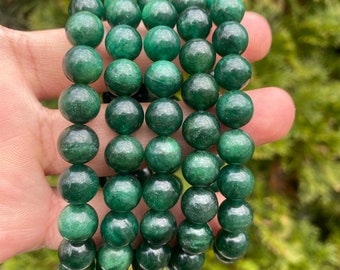 Jade Bracelet, 8mm Jade 20 Beads Bracelet, Friendship Beaded Crystal, Charm Matching Custom Jewelry, Birthstone Gemstone Chakra Dainty Jade