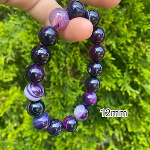 Pulsera de amatista, regalo de amistad con cuentas de cristal, dijes personalizados a juego, pulsera delicada de protección de chakras con piedra de nacimiento de 12 mm