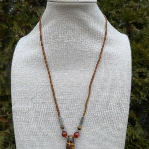 Tiger Eye And Red Agate Necklace, Gemstone Necklace, Rose Quartz Crystal Necklace, Handmade Tiger Eye Necklace, Necklace Gift For Her