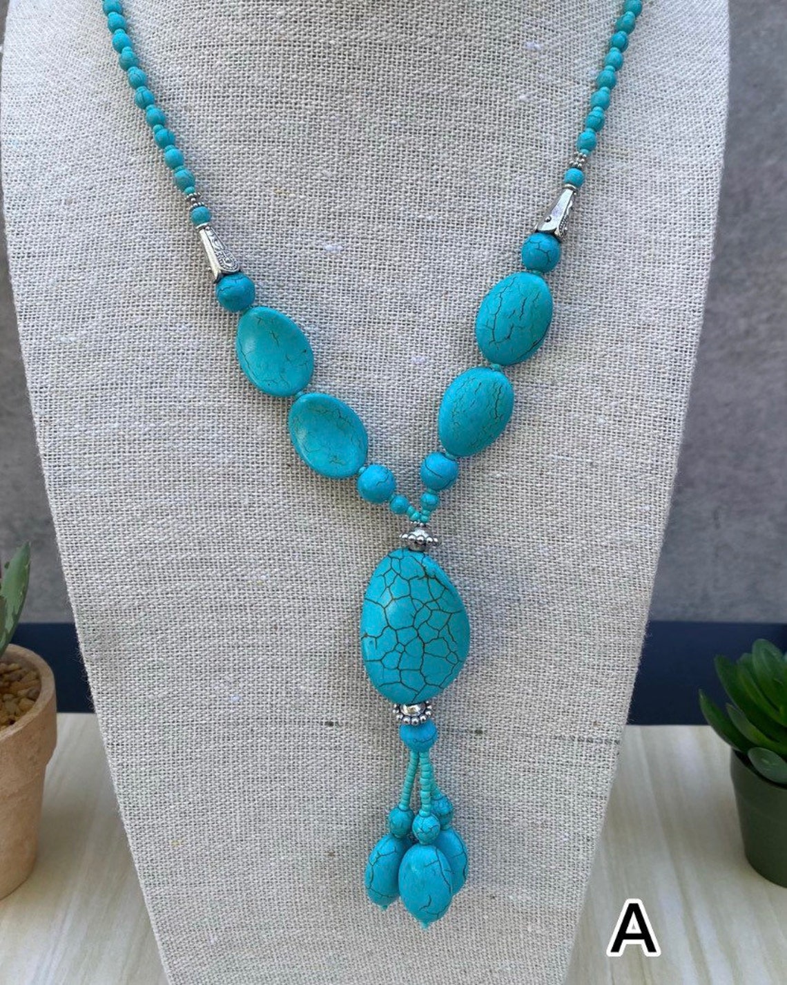 Natural Turquoise Necklace, 2 Different Designs of Turquoise, Original ...