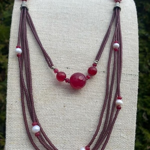 Agate Necklace - Moss Agate Druzy Cute Beaded Necklace - Protection Necklace for Women - Red Agate Chakra Jewelry - Gift for Her