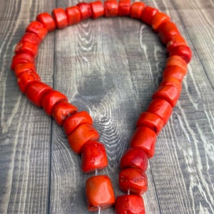 Coral Beads - Ideal Gift for Women - Handcrafted Red Coral Beads for Jewelry Making, Natural and Elegant
