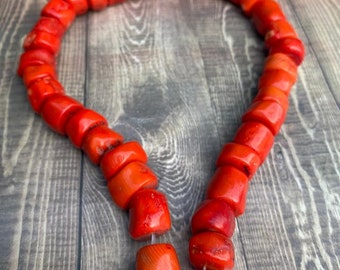 Coral Beads - Ideal Gift for Women - Handcrafted Red Coral Beads for Jewelry Making, Natural and Elegant