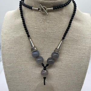 Black Onyx with Gray Agate Necklace Bliss, Handmade Beaded Birthstone Necklace, Gemstone Jewelry, Protection Necklace for Women Gift for Her