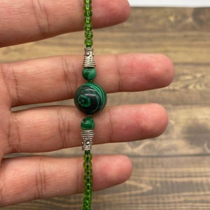 Malachit handgemachte Armbänder, Perlen Armband, Edelstein Armband, Sterlingsilber, Malachit Schmuck, Geschenk für sie, Kristall Armband,