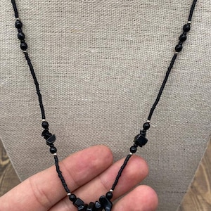 Collar de ónix negro, regalo de collar de piedras preciosas negras para ella, regalo de aniversario, regalo de cumpleaños, regalo para novia, collar de ónix negro hecho a mano