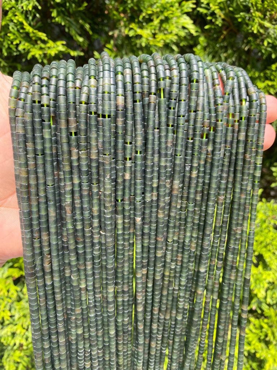 Dark Green Jade Unfinished Beads Strings - Nephrite and Jadeite ...