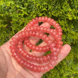 Jade Bracelet, Friendship Beaded Crystal, Charm Matching Custom Jewelry, Birthstone Gemstone Chakra Dainty Jade, Pink Diamond shape 10mm