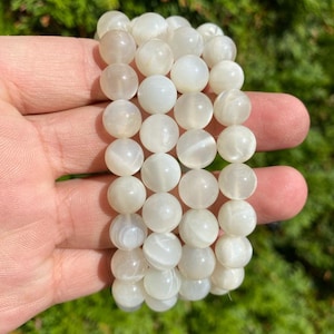 Moonstone Bracelets: Dainty Gemstone Bracelet - Handmade Moonstone Jewelry for Her, Crystal Beaded Bracelet, Birthstone Bracelet