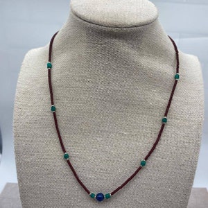 Malachit und Lapislazuli Halskette, Perlmutt Lapislazuli Halskette, Malachit Halskette Edelstein Schmuck Geschenk für sie, Delezhen Geschenk