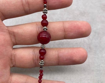 Pulseiras de ágata vermelha feitas à mão, pulseira de contas, pulseira de pedras preciosas, ágata vermelha, pulseira de ágata, pulseira elástica, presente para ela, pulseira de cristal