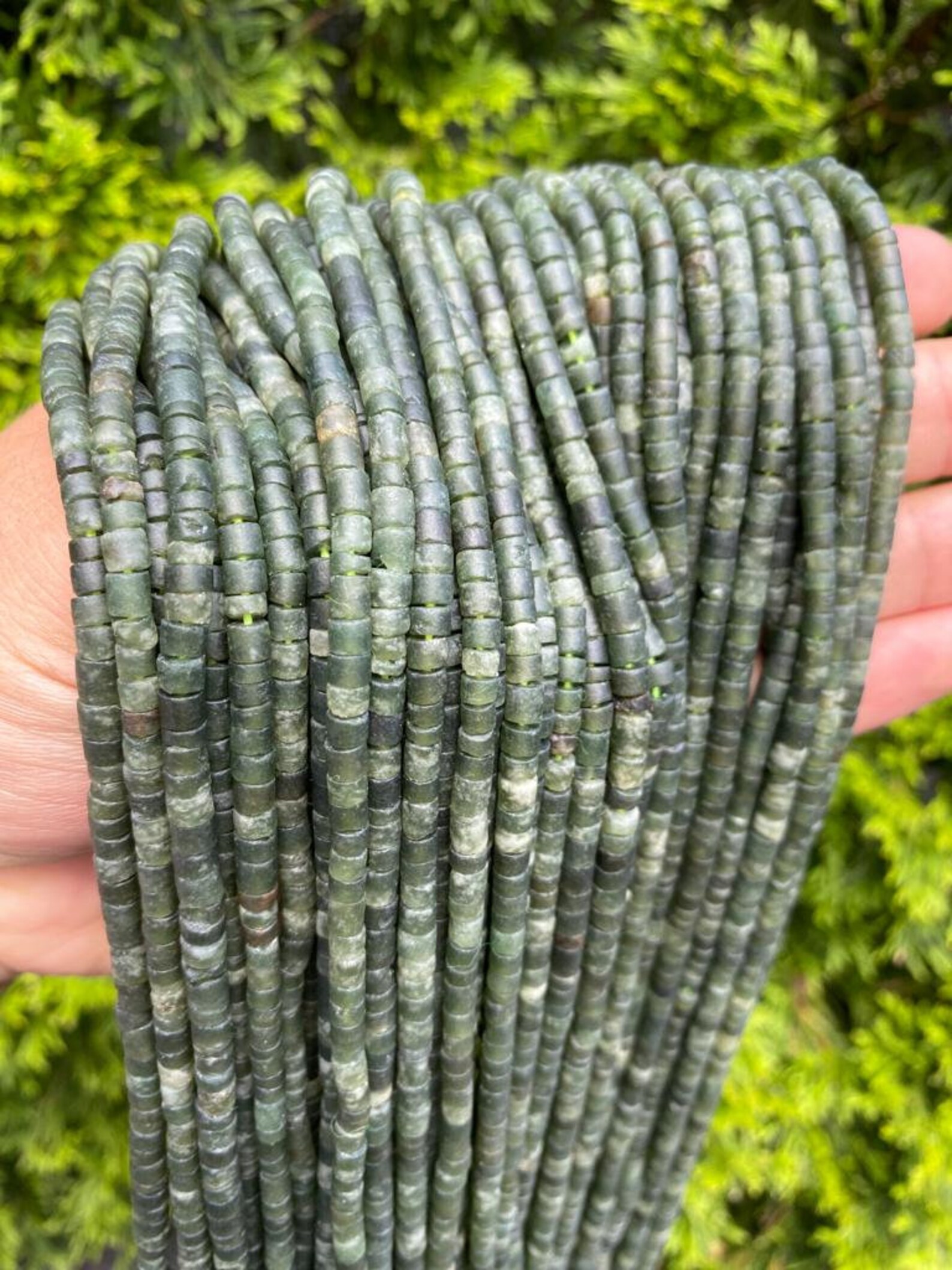 Dark Green Jade Unfinished Beads Strings - Unique Handmade Gift for Her ...
