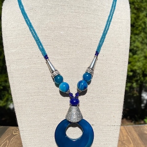 Blue Aqeeq | 45 to 50 Grams | Original Blue Aqeeq Necklace
