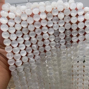 Selenite Beads | Natural Selenite Beads | Original Selenite Beads for Jewelry | Natural Selenite Beads for Bracelets