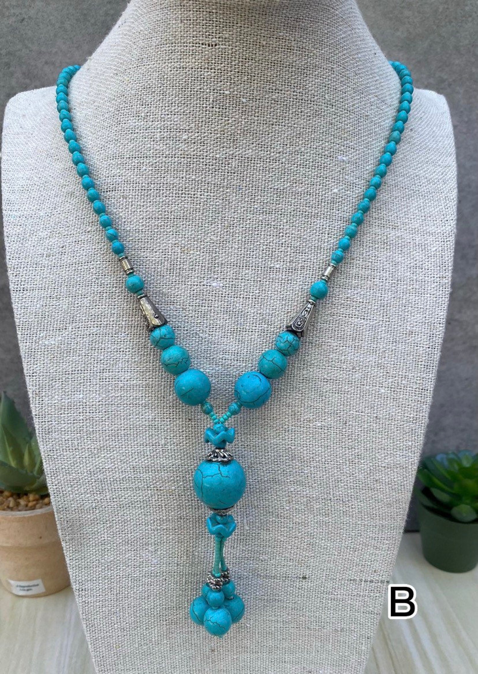 Natural Turquoise Necklace, 2 Different Designs of Turquoise, Original ...