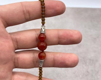 Pulseiras artesanais de ágata vermelha, joias artesanais, pulseira artesanal, pulseira de contas, pulseira de pedras preciosas, ágata vermelha, presente para ela
