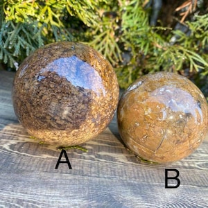 Brown Ocean Jasper, Positive Vibes, Crystal Ball Nature-inspired Decor, Natural Stone Sphere, Meditation Tool Earthy Home Accent, Gemstone
