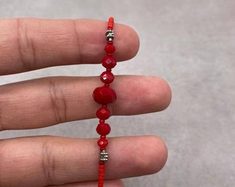 Red Crystal Handmade Bracelets, Crystal Jewelry Red Crystal Stretch Bracelet Gift For Her, Gemstone Bracelet, Birthday Gift Anniversary Gift