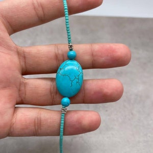Blue Turquoise Handmade Bracelets, Handmade Bracelet Gift Stirling Silver Handmade Jewelry Beaded Bracelet, Turquoise Jewelry Gift For Her