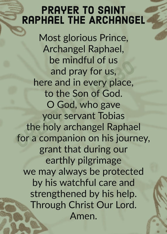 Prayer to Saint Raphael the Archangel DIGITAL Template. JPG Etsy UK