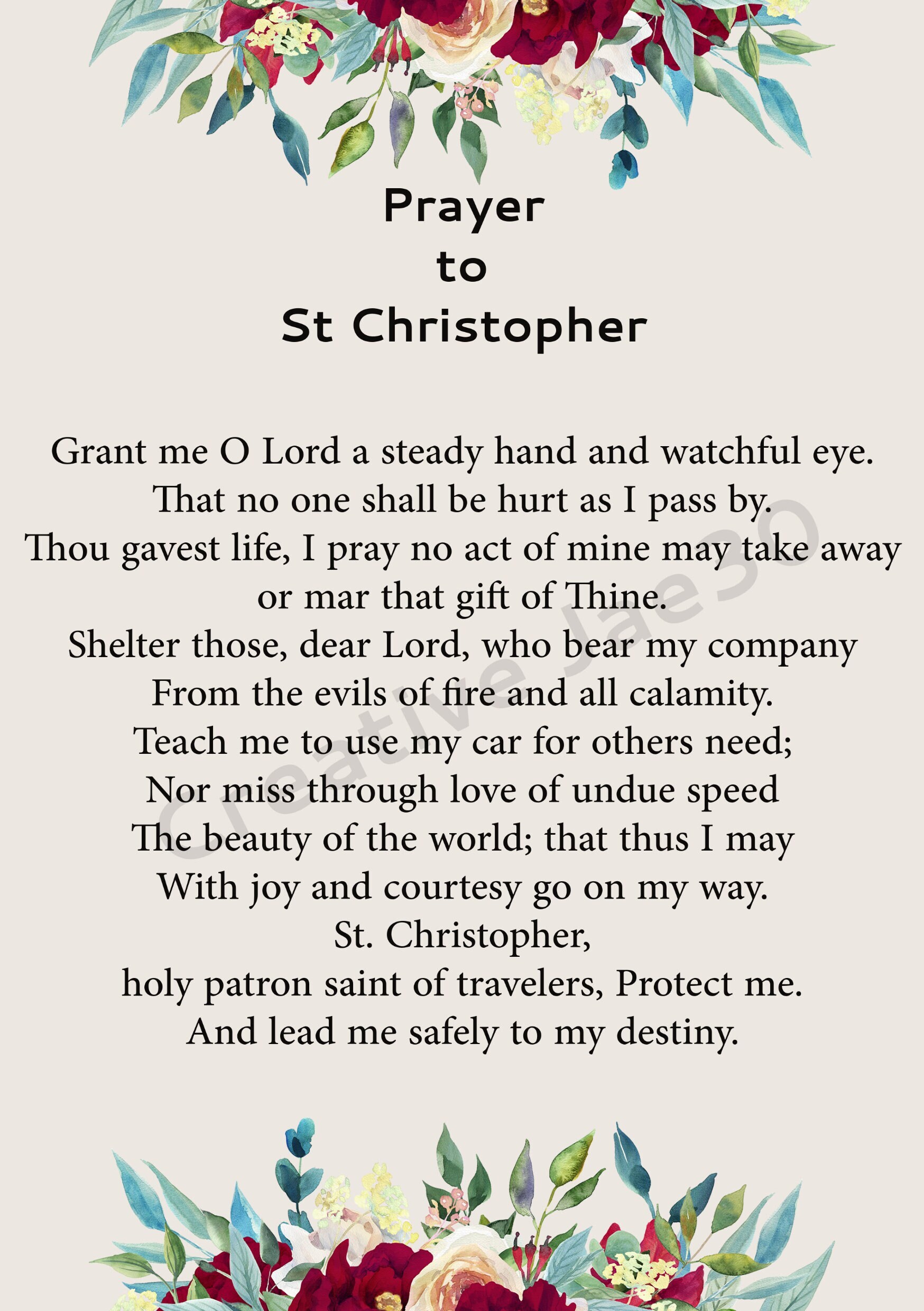 Prayer to St Christopher for Travel DIGITAL JPG and PNG File Etsy