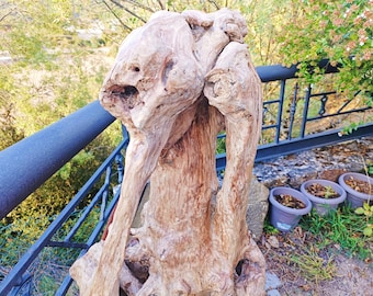 Handcrafted Tree Trunk Home Decor, Wood Sculpture, Earthy Table Centerpiece