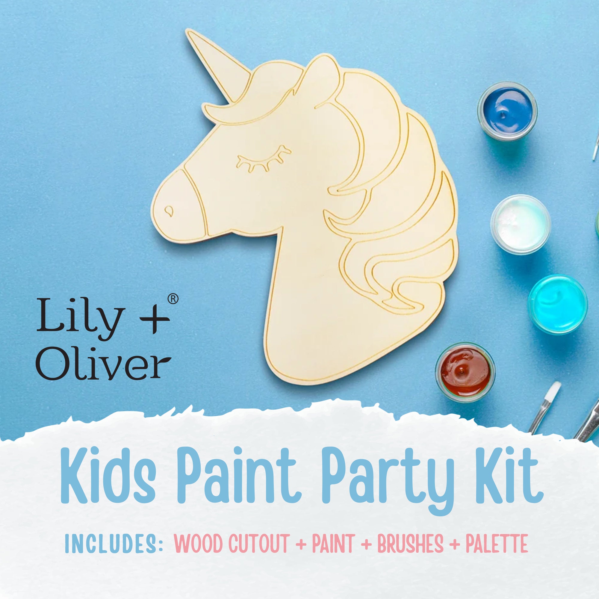 Kids Wood Paint Kit, DIY Kids Paint Party Kit, Kids Paint Party