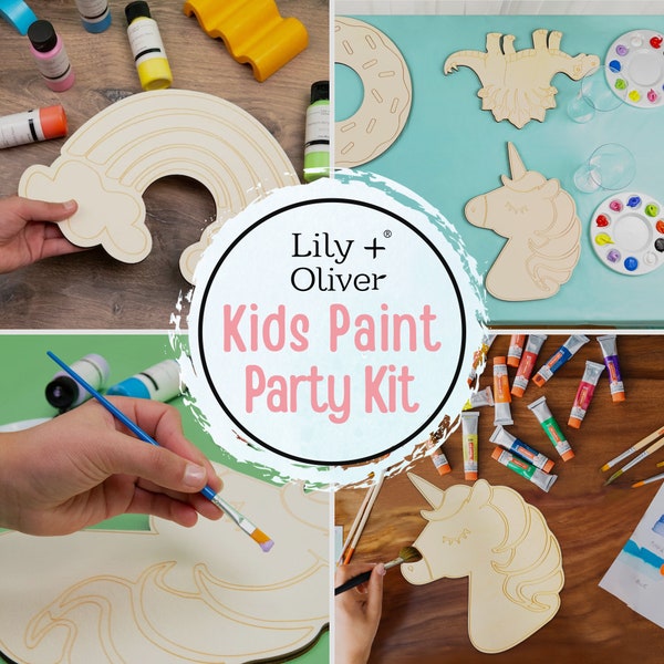 Kids Wood Paint Kit, DIY Kids Paint Party Kit, Kids Paint Party Activity, Paint Wood Cutout, Kids Wood Painting Craft Kit, DIY Kid Paint Set