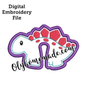 Stegosaurus 4.2&quot; Gastrostomy Tube Cover Embroidery Design / Applique - Digital File for Machine Embroidery - In The Hoop - G Tube - 2 Files