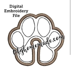 Paw Print 2.6 & 3.5 Gastrostomy Tube Cover Embroidery Design / Applique 2 Digitals Files for Machine Embroidery In The Hoop G Tube image 1