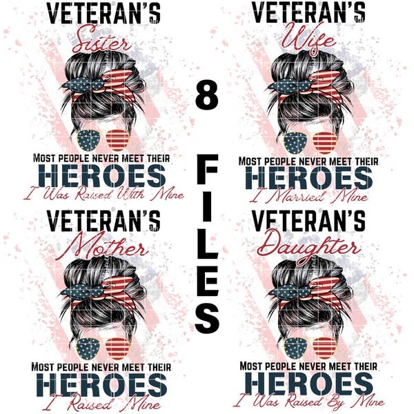 Veteran's Mom Wife Sister Daughter PNG Files, Patriotic Design (Digital Download)