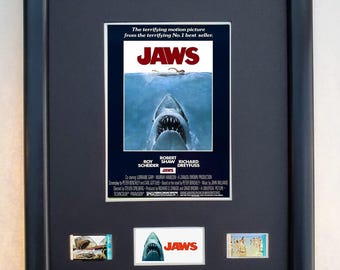 Jaws- 10" x 8" Framed 35mm Film Cell Memorabilia display.