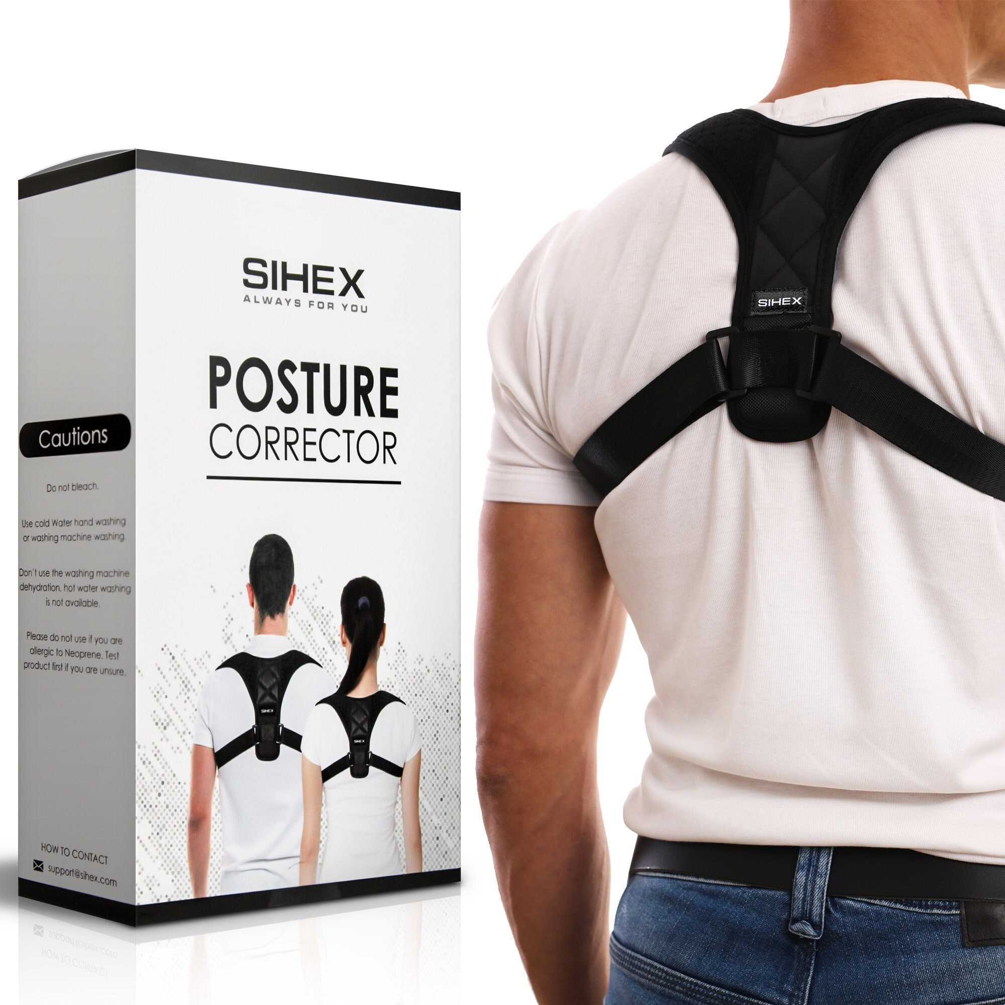 SIHEX Adjustable Back Posture Corrector Women and Men, Comfortable