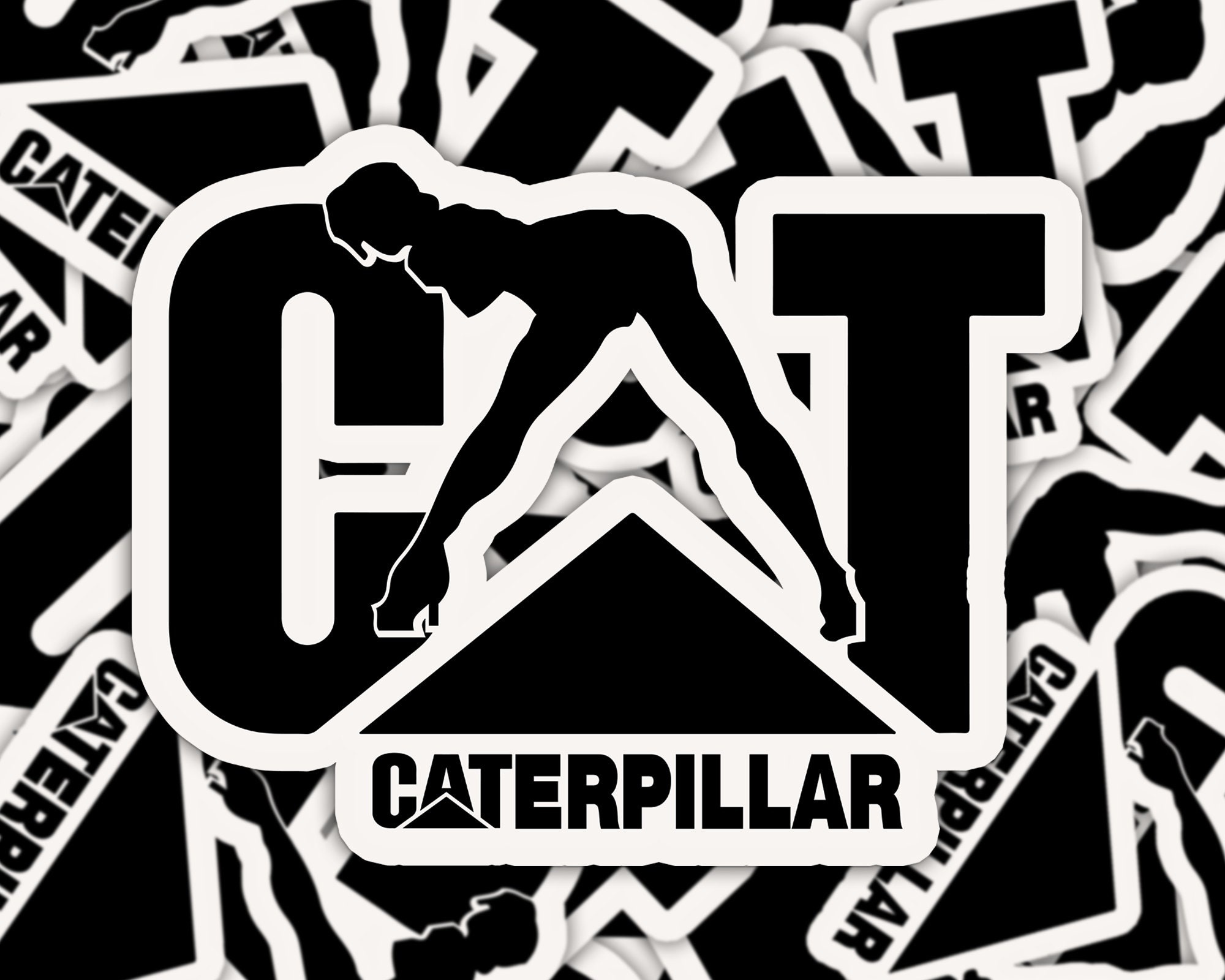 Caterpillar CAT Heavy Equipment 3D Embossed Black & Silver Metal License Plate E - Foto 7