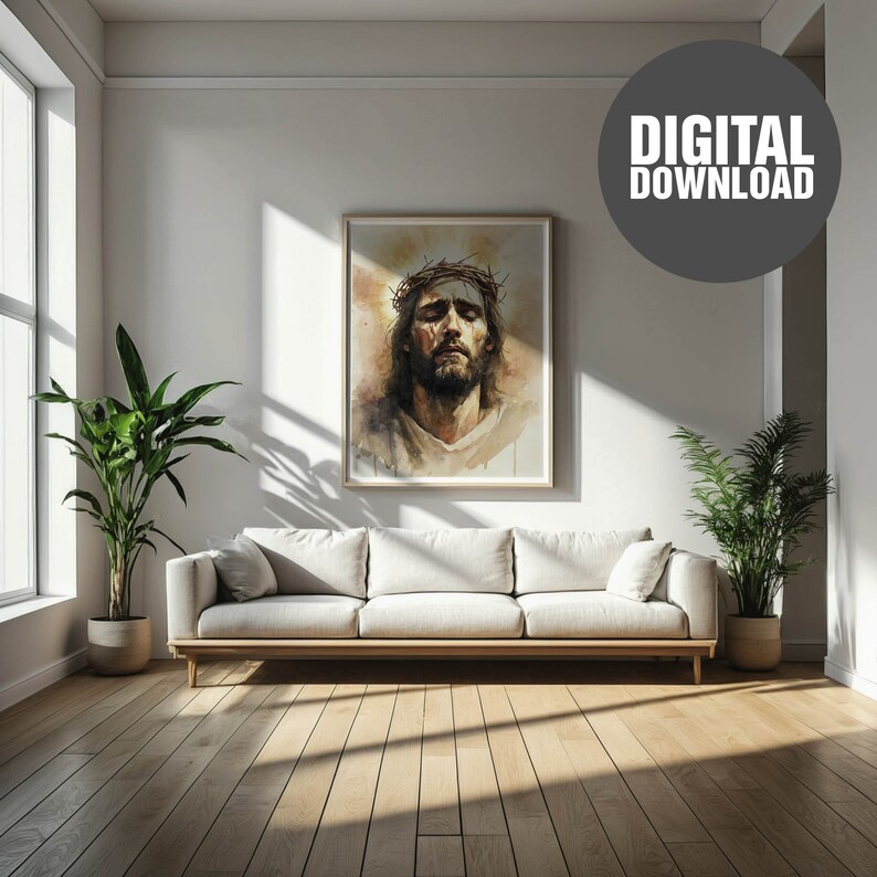 Jesus With Crown of Thorns Digital Download Jesus Artful Art Prints ...
