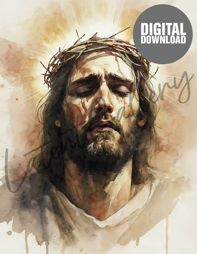Jesus With Crown of Thorns Digital Download Jesus Artful Art Prints ...