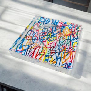 Graffiti Hearts acrylic block candy dish catchall