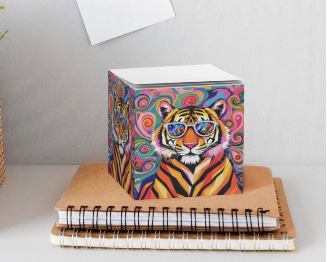 Tiger Gem Sunglasses Modern Post It Notes Cube Note Pad Office Kitchen ...