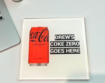 Personalized  Soda   Coke Zero office Desk Glass COASTER