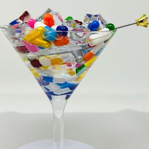 Overdosed Martini Glass Resin Art Table Art Bar Art