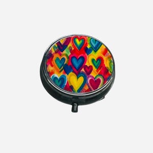 Colorful Love  Hearts  Pill Case Pill Box