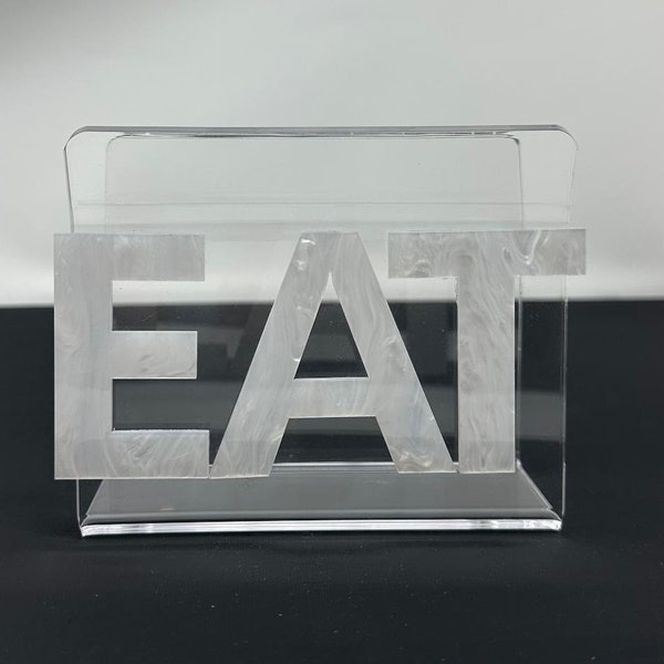 Acrylic  NAPKIN HOLDER  Pearlized White  EAT Free Ship