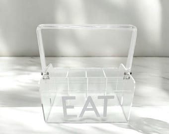 Clear EAT  Acrylic Silverware Utensil caddy holder