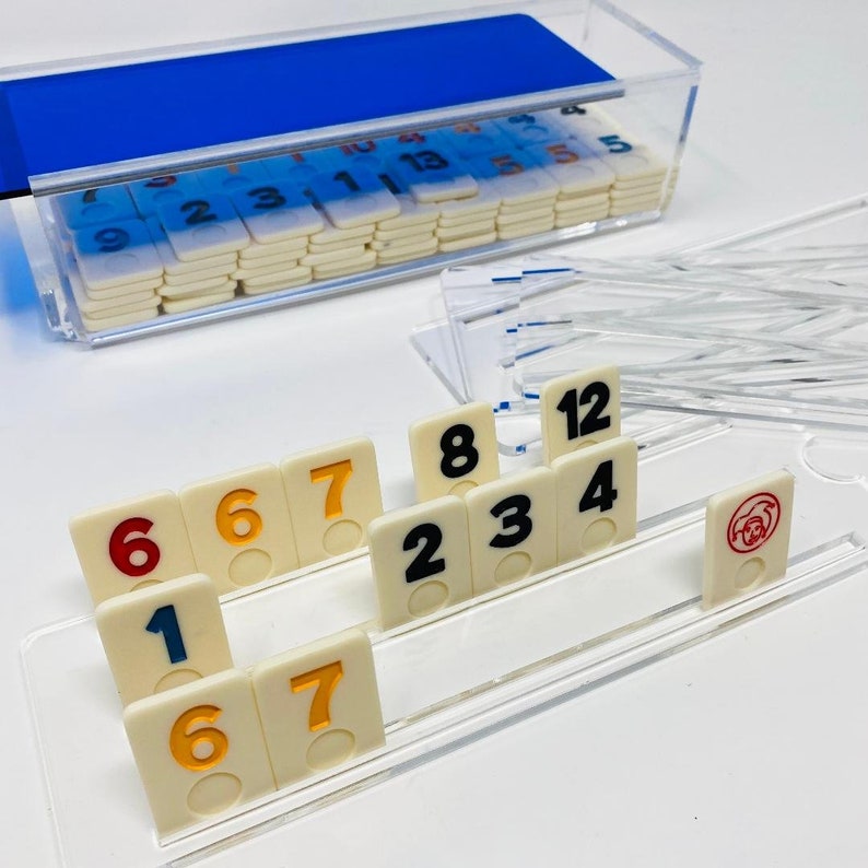 Modern Acrylic Rummikub Acrylic Blue Game Set Personalized Etsy