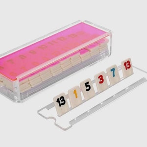 Nowoczesny akrylowy zestaw do gry Rummikub z akrylu w kolorze różowym WYPRZEDAŻ