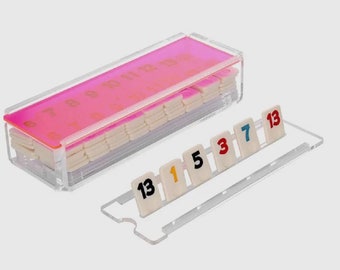 Modern Acrylic Lucite Rummikub Acrylic Pink Game Set SALE