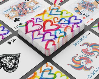 Baraja de cartas Canasta de corazones coloridos