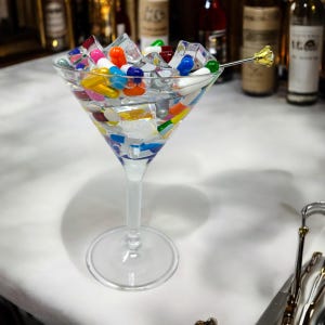 Overdosed Martini Glass Resin Art Table Art Bar Art