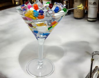 Overdosed Martini Glass Resin Art Table Art Bar Art